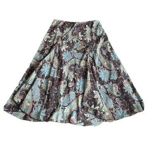 Cato Long Maxi Skirt Sz S Brown Paisley Gypsy Bohemian Coquette Cottagecore